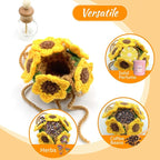 Crochet Car Air Freshener, 15ml Empty Refillable Oil Diffuser Bottle with Hanging Crochet Sunflower for Car Rearview Mirror D