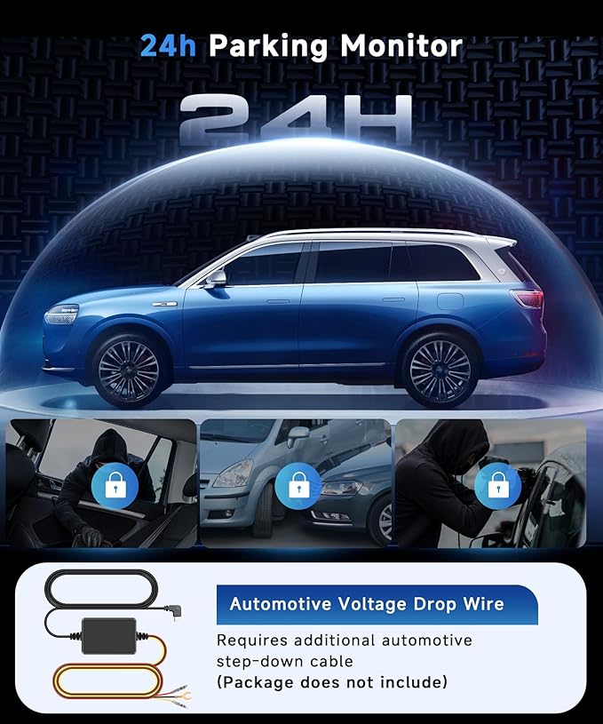 360° Dash Cam Front and Rear Inside Left Right, 4 Channel FHD 1080P Dash Cam for Cars, 3 Inch IPS Dashcams with Night Vision,