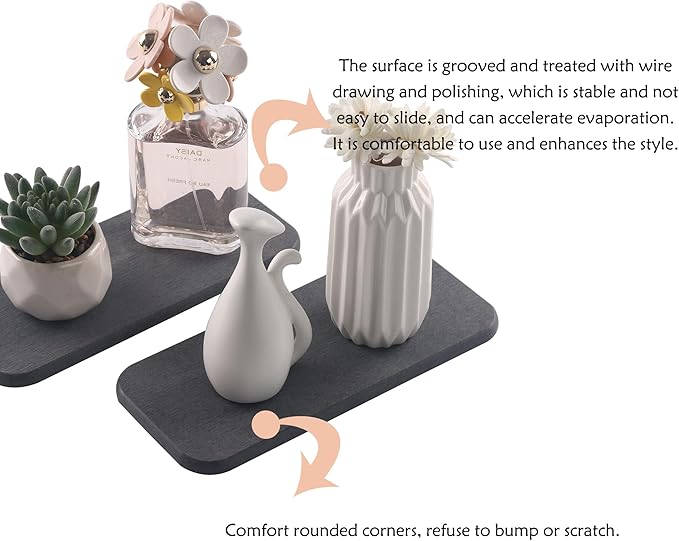 NiuYichee 2 Pcs Water Absorbing Stone Trays, Kitchen/Bathroom Sink Soap Dish, Diatomite Tray Used for Hand Soap & Cosmetic Bo