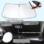 TINGLU Sun Shade for Audi Q7 SUV 2016-2024 2025 Accessories Windshield Sun Shade Window Shade UV Rays Protection Sun Visor Cover with Steering Wheel Sunshade Storage Bag