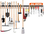 TVKB 68'' All Metal Garden Tool Organizer Adjustable Garage Tool Organizer Wall Mount Garage Organizers and Storage with Heav