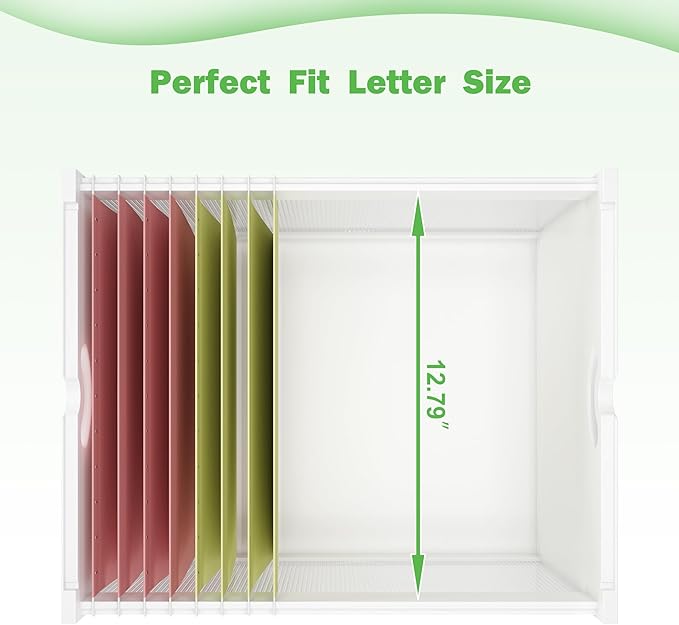 Hanging File Box Organizer for Letter Size 2 Pack, Bamboo Acrylic File Folder Storage with Lid Clear Wooden Moving Boxes Wood