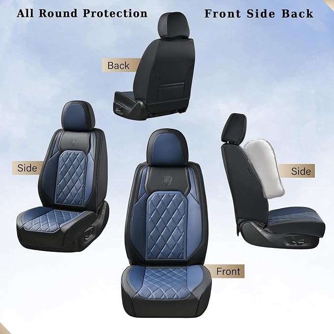 Coverado Seat Covers, Car Seat Cover Front Seats, Luxury Faux Leather Seat Cover, Black and Blue Seat Cover, Car Seats Protec