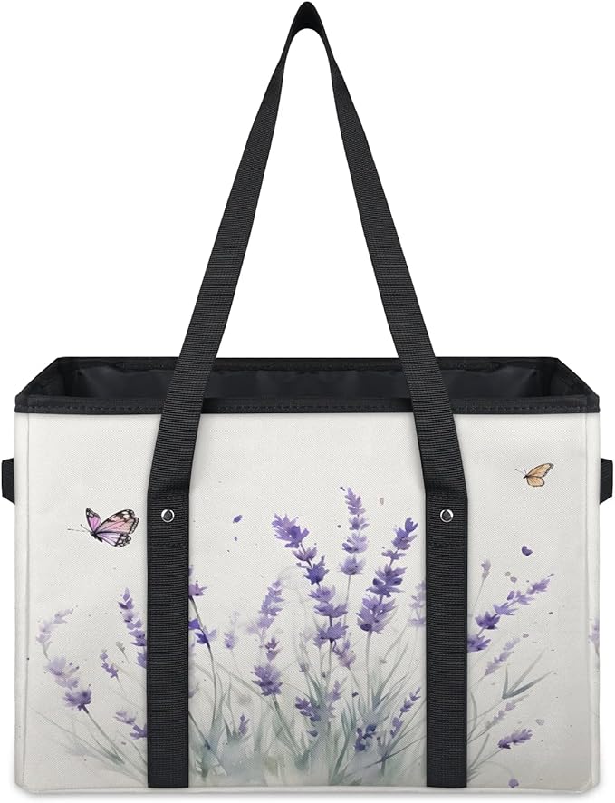 Reusable Grocery Bags Heavy Duty Shopping Bags Foldable Large Tote Bags with Long Handles & Hard Bottom