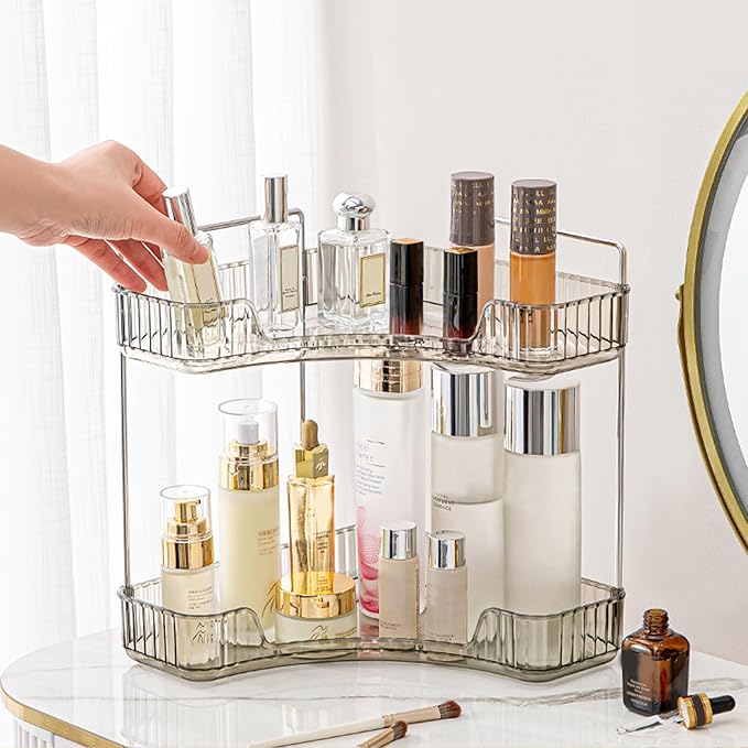 Aveniee Corner Bathroom Counter Organizer, Bathroom Countertop Shelf Makeup Organizer for Vanity Perfume Tray for Corner Stor