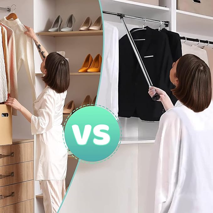 Pull Out Pants Hangers Trousers Rack Down Wardrobe Clothes Rail Extendable Closet Rod Adjustable Width Heavy Duty，890 1210mm