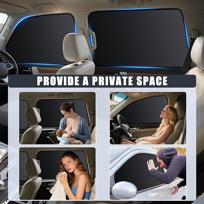 ZATOOTO Car Window Shades for Toyota 4Runner 2017-2024, 4 Pcs Magnetic Car Window Covers - 100% Block Light Privacy Curtains, Side Window Sun Shade for Baby Breastfeeding, Sleeping, Camping