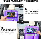 2Pack Car Backseat Organizer with Foldable Table Tray,6 Storage Pockets Car Storage Organizer with Tablet Holder,Car Seat Back Protectors Kick Mats Travel Accessories (Purple)