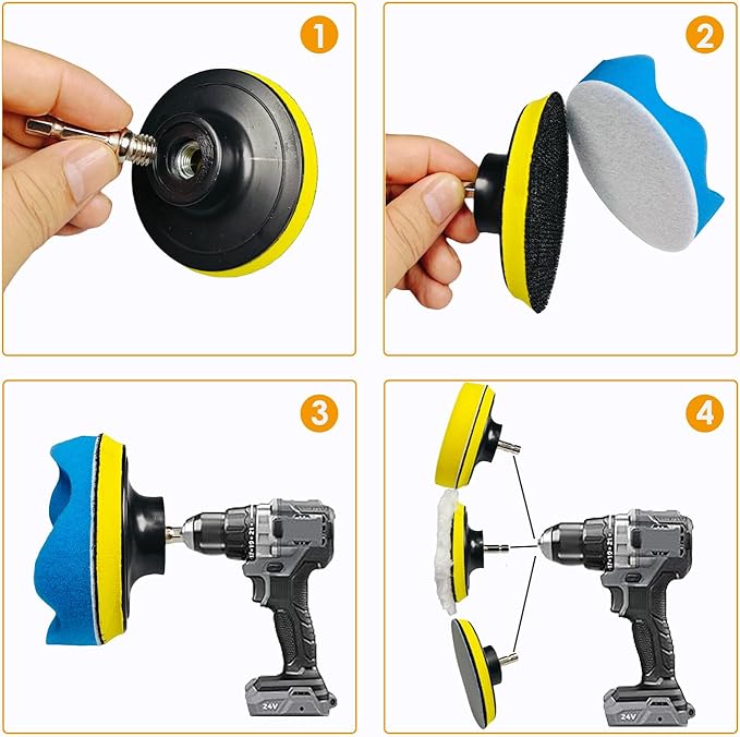 78Pcs Headlight Restoration Kit,3 Inch Drill Polishing Kit, Wet Dry Sandpaper Drill Sanding Attachment with Buffing Pads for 