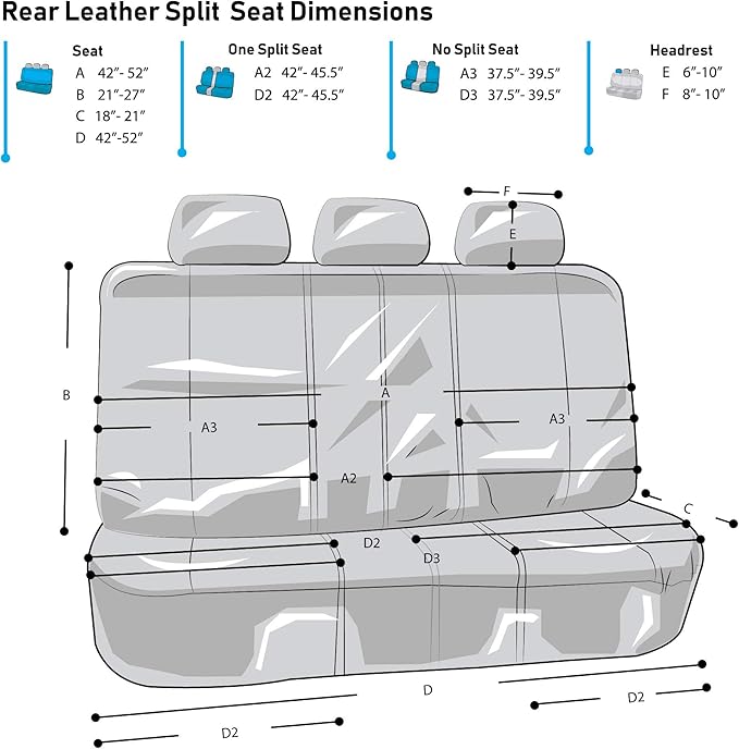 FH Group PU007013 Deluxe Leatherette Bench Seat Covers, 40/60, 60/40, 50/50 and 40/20/40 Split, Gray Color w. Gift- Fit Most 