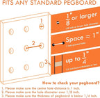 G.CORE Large Pegboard Cups Peg Board Storage Bin 6 Pack with Hooks, Square Box Shape Pegboard Cup Holder Accessories for Gara
