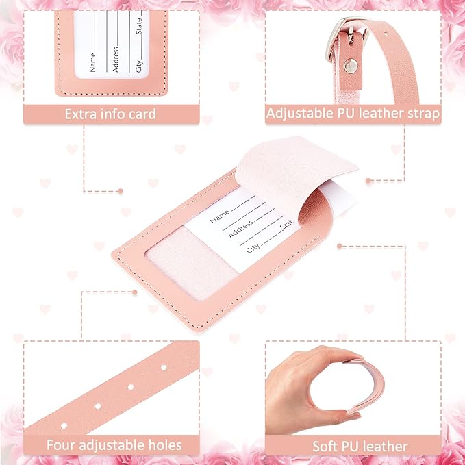 Dunzy 30 Pieces Leather Luggage Tag Women Identifiers Travel Suitcase Tags for Luggage Travel Backpack Bag Wedding Favors Wom