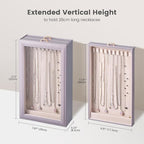 Lolalet Necklace Organizer Box, Jewelry Storage Box with Clear Window for Necklaces Bracelets, Tangle-Free Necklace Display C