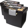 Storex 61504B02C Portable File Box with XL Lid, 11 x 13-1/2 x 11 Inches, Black (Pack of 3)