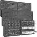 Peg Board for Tools, 6 Pack Metal Pegboard Wall Organizer with Hooks,16"×12" Gray Pegboard Panels for Walls Home, Garage Tool