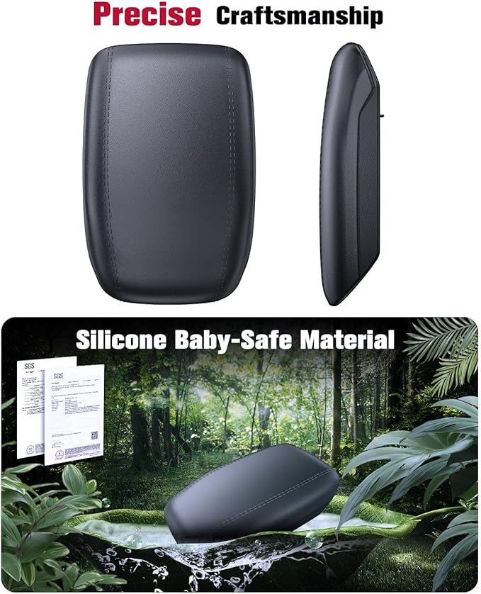 for 2024~2026 Ford Ranger 2-in-1 Silicone Center Console Armrest Cover& Armrest Hidden Privacy Tray - [OEM Design& Friendly Liquid Silicone Rubber] - Thin Black