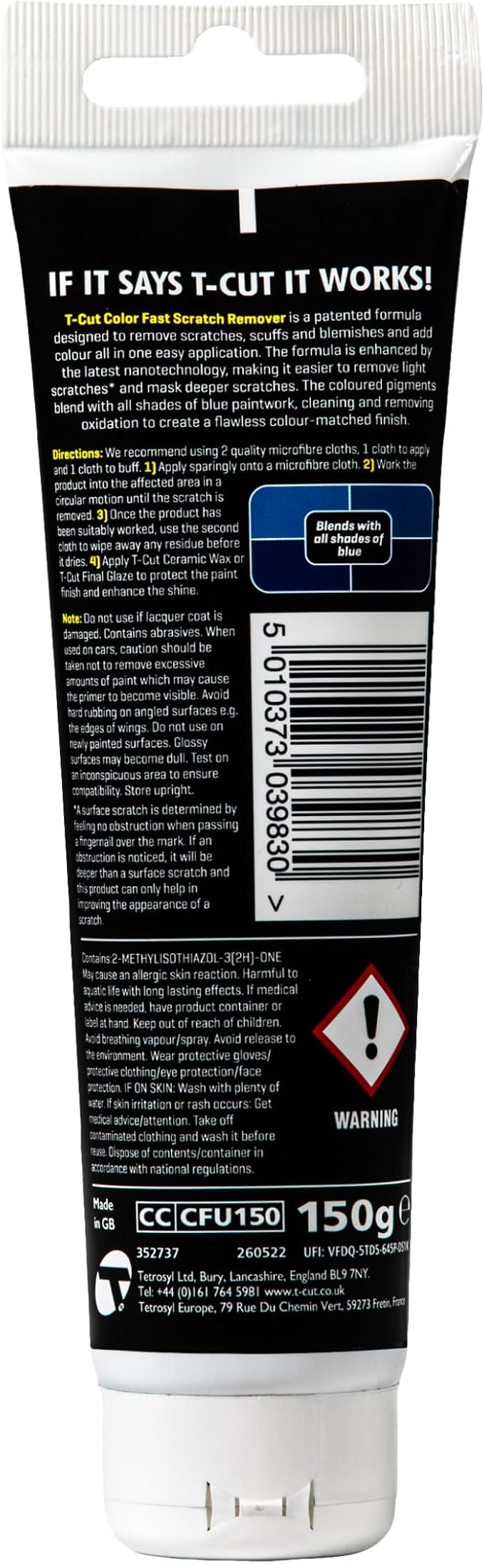 T-Cut Color Fast Blue Scratch Remover, Car Wax Polish, Color Enhancer, 5.3 Oz