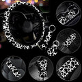 10 Pieces Cow Car Steering Wheel Cover Center Console Armrest Pad Headrest Seat Belt Cover Handbrake Cover Keychain Coaster Full Set Car SUV(Cow)