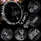 10 Pieces Cow Car Steering Wheel Cover Center Console Armrest Pad Headrest Seat Belt Cover Handbrake Cover Keychain Coaster Full Set Car SUV(Cow)