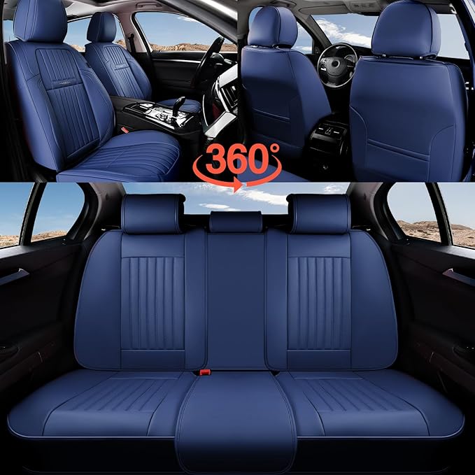 Coverado Car Seat Covers Full Set, Seat Covers for Cars, Car Seat Cover, Car Seat Protector, Leather Car Seat Cushion, Waterp