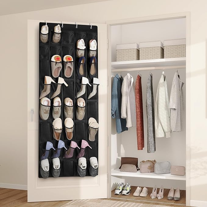 FENTEC 40 Large Pockets Over The Door Shoe Organizer, Mesh Hanging Shoe Organizer Shoe Rack for Closet Mesh Closet Shoe Holde