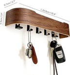 Wall Mount Key Holder with 5 Hidden Hooks Modern Key Hanger Rack Wood Entryway Hook Mail Organizer Tray Shelf Home Decor for 