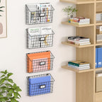 X-cosrack 4-Tier Hanging Wall File Holder Vertical Wall Mount Metal Wall File Organizer with Tag Slot Document Magazine Rack 