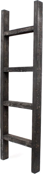 BARNWOODUSA Rustic Decorative Ladder - 100% Upcycled Wood (48" x 12" x 1.5", Smoky Black)