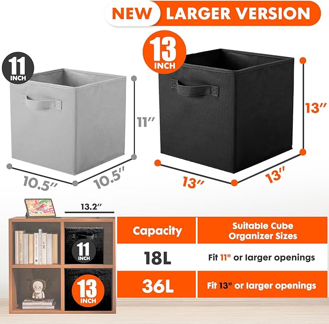 ShellKingdom Storage Bins, Foldable Fabric Storage Cubes And Cloth Storage Organizer Drawer For Closet And Toys Storage, 13 X