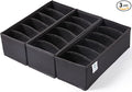 Qozary 3 Pack Sock Underwear Drawer Organizer Dividers, Collapsible Cabinet Closet Storage Boxes for Clothes, Socks, Lingerie