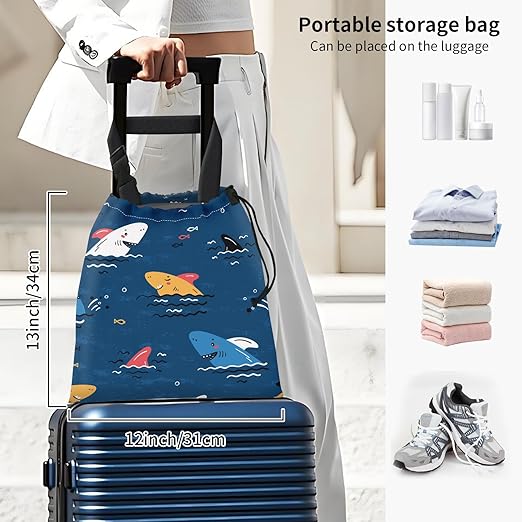 Car Trash Bag Large Hanging Can for Back of Seat, Cute Waterproof Car Garbage Bag for Vehicle, Travelling, Outdoor Cute Cartoon Blue Shark