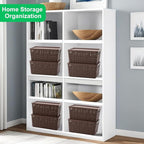6 Pack Plastic Storage Baskets With Lids,Brown Breathable Stackable Storage Bins,Small Storage Containers,for Organizing Stor