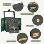 AKOZLIN 6-Tier Jewelry Box Organizer Functional 5 Drawers Leather Jewelry Storage Case for Women Girls Ring Necklace Earring 