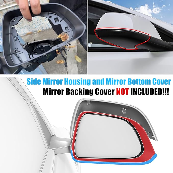 Jaronx Compatible with Tesla Model 3 Mirror Bottom Cover & Housing Frame 2017-2025, Right Passenger Side Rearview Mirror Cover Bracket Lower Base & Frame Housing Replacement for Tesla Model 3