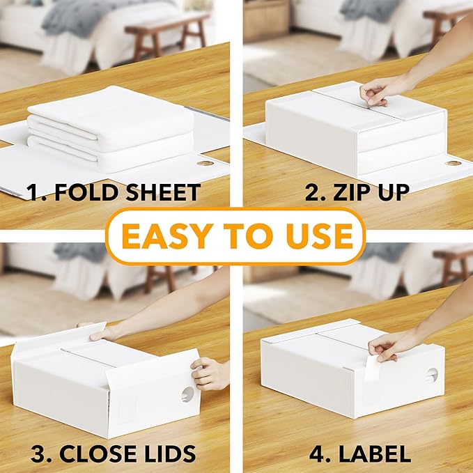SpaceAid 12 Pack Bed Sheet Organizers and Storage, Foldable Sheet Organizer for Linen Closet, Sheets Set Folder Keeper with W