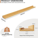 Fun Memories Picture Ledge Shelves Set of 2, 55 Inch Rustic Wall Mounted Floating Shelves with Lip for Home Storage and Décor