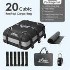 Car Rooftop Cargo Carrier Bag 20 Cubic Feet, 100% Waterproof Heavy Duty Car Roof Bag for All Vehicle with/Without Racks - Anti-Slip Mat, 6 Door Hooks, Storage Bags, 5CM Straps(Gray)