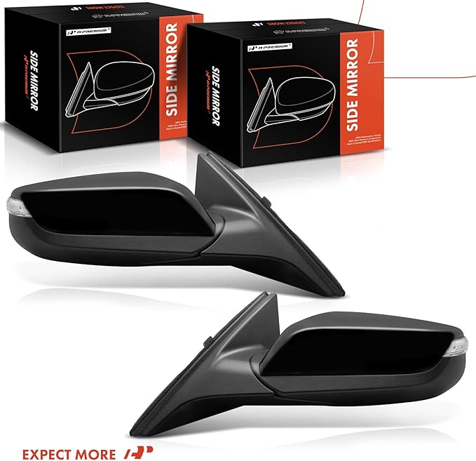 A-Premium Pair (2) Driver and Passenger Side Power Door Mirror - Compatible with Chevrolet Malibu 2016-2019 - Heated Manual F