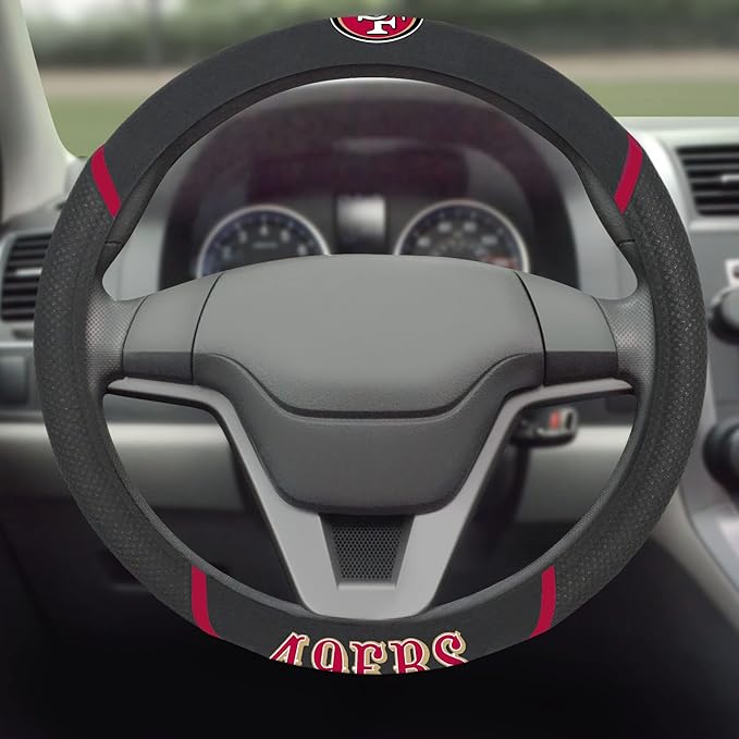 FANMATS NFL Unisex-Adult Embroidered Steering Wheel Cover