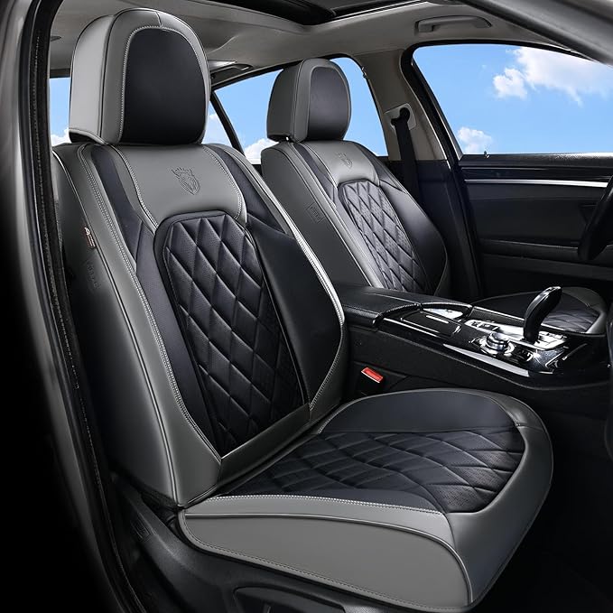 Coverado Seat Covers Full Set, Faux Leather Seat Covers for Car, Waterproof Car Seat Protectors 5 Seats, Automotive Seat Cove