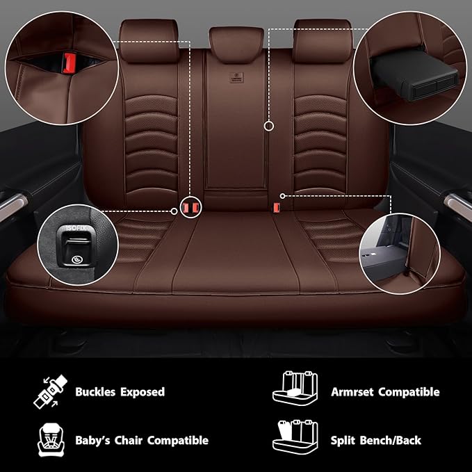 CAR PASS 3D Foam PU Leather Car Seat Covers, Universal Seat Covers Full Sets for Trucks SUV Sedan Automotive Seat Covers Armr