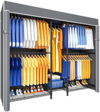 Ulif E12C Pro Heavy Duty Closet Organizer System，Freestanding Clothing Racks for Hanging Clothes，Adjustable Garment Rack 71"W