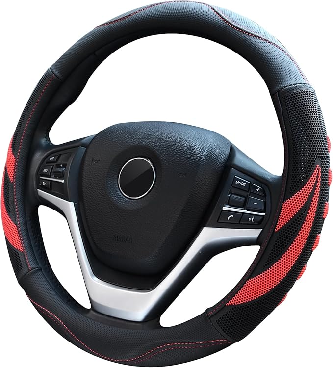 Alusbell Microfiber Leather Steering Wheel Cover Breathable Auto Car Steering Wheel Cover for Women and Men Universal 15 Inch