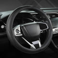 West Llama Microfiber Leather Car Steering Wheel Cover for Honda Civic, CR-Z, Insight, S2000,14-14.25 inch (Black Line-Small 