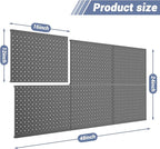 WALMANN 6-Pack 12"x16" Metal Pegboard Panels for Garage, Tool Organizer Pegboards for Pegboard Hooks - Compatible with 1/8" &