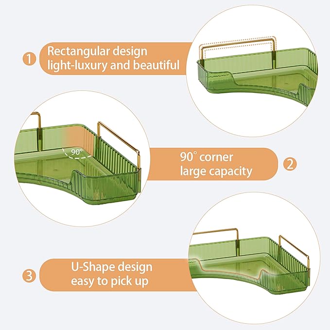 Corner Bathroom Counter Organizer Bathroom Countertop Shelf Makeup Organizer for Vanity Perfume Tray for Corner Storage (2 Ti