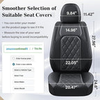 Coverado Car Seat Covers Full Set, Front and Back Seat Covers for Cars, Luxury Faux Leather Waterproof Seat Covers, Black Car