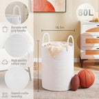 Artfeel Laundry Basket,Woven Cotton Rope Laundry Hamper,80L for Decorative Storage of Dirty Clothes,Toys and Blankets in Bath