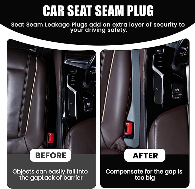 2PCS Car Seat Gap Filler, Soft Foam Leather Seat Side Gap Filler Plug, Fill The Gap Between Seat and Console, Stop Things from Dropping, Universal Interior Car Accessories (Gray)