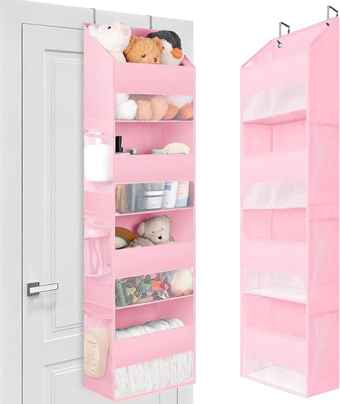 GRANNY SAYS Over the Door Organizer, 4-Shelf Behind the Door Storage with 6 Pockets, Waterproof 300D Oxford Fabric Hanging Or